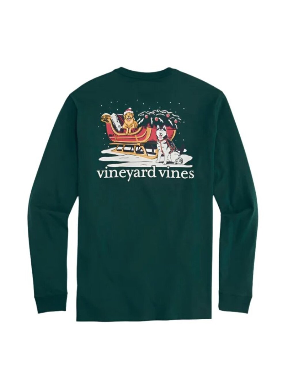 NWOT - Vineyard Vines Sleigh Dogs Long-Sleeve Pocket Tee - Charleston Green - M